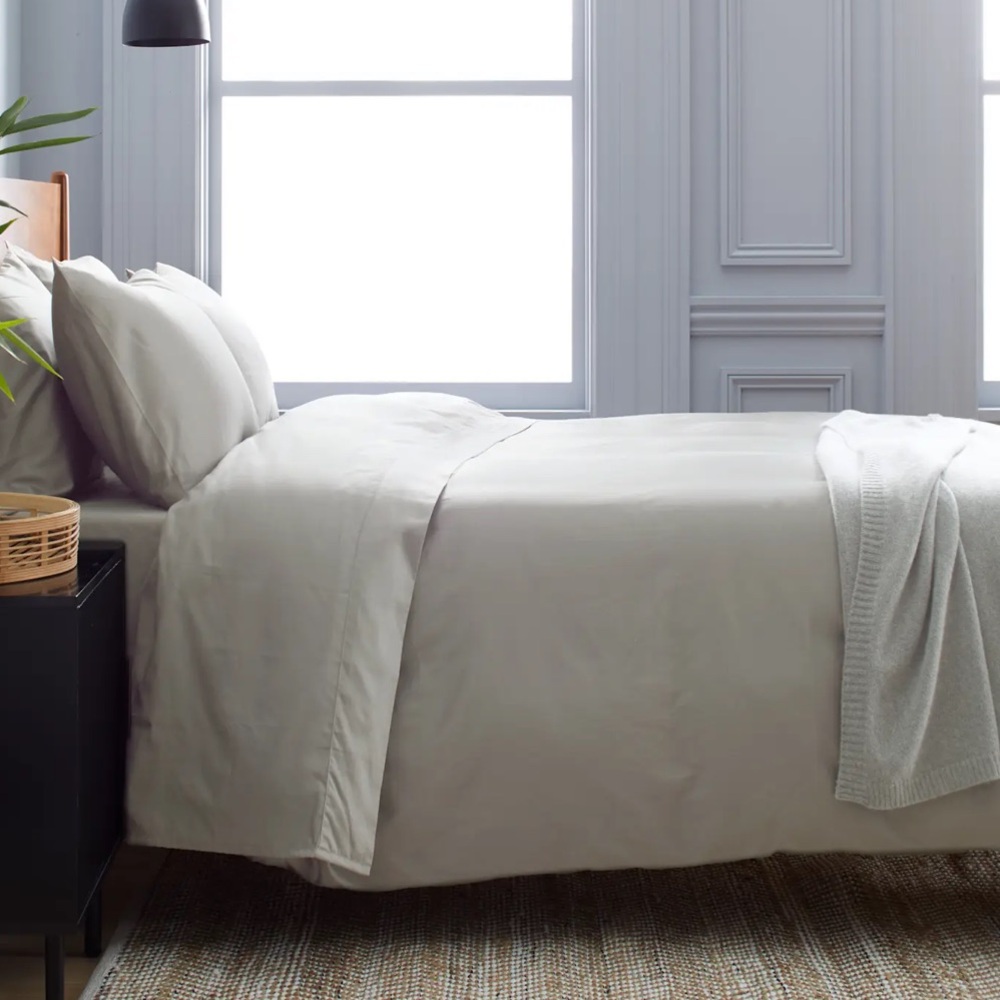 QUINCE NEW luxury organic sateen sheet set -twin -light gray